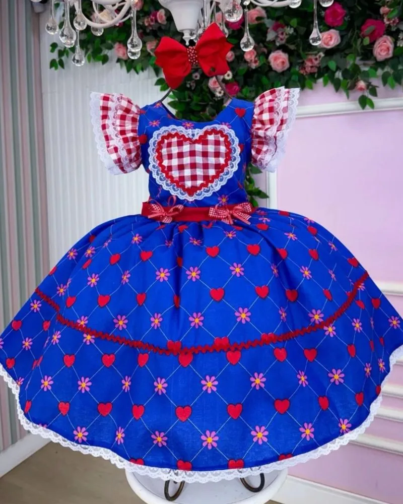 Vestido Junino Luxo Coração